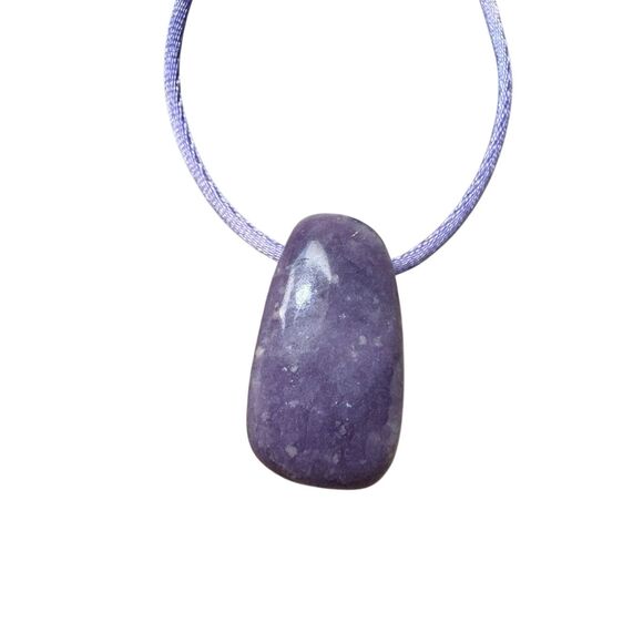 Amethyst Stone Pendant on Satin Cord Necklace, NEW, 18”, Handmade - Picture 2 of 5